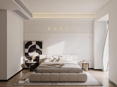 现代简约卧室3D模型下载